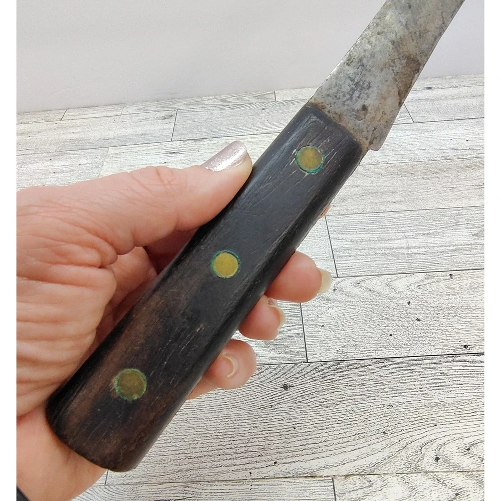 Vintage Kitchen Cleaver Butcher Knife‎ Rustic Patina Chef Unusual Shape Blade